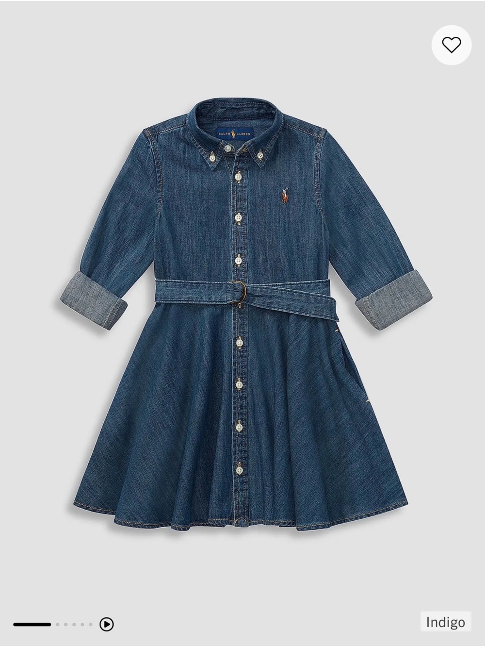 Ralph Lauren Indigo Denim Shirt Dress for Kids
